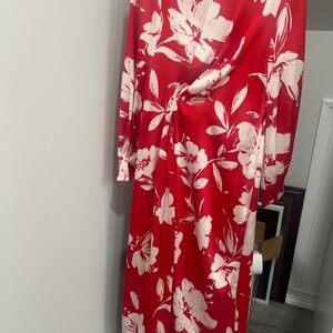 Zara Red Floral Midi Dress